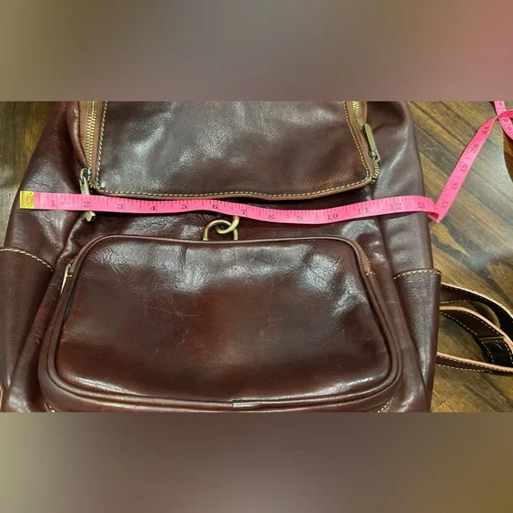 Leather Backpack Made in Italy Brass Gold Tone Hardware